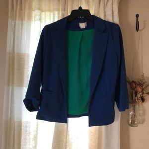 Blue and green blazer.
